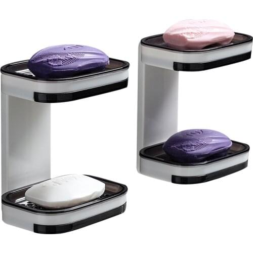 Portable Soap Dishes Convertible Soap Holder For A Bathroom Plastic Wall Mount Storage Box Organizer Bathroom Accessories MJ
