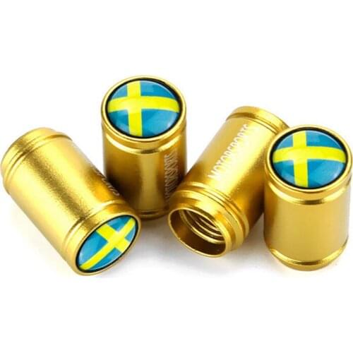 Anti-theft Car Wheel Tire Valve Caps Sweden Flag Badge Dustproof Tyre Air Valve Stem Cover For Lexus Styling Accessories Tapones