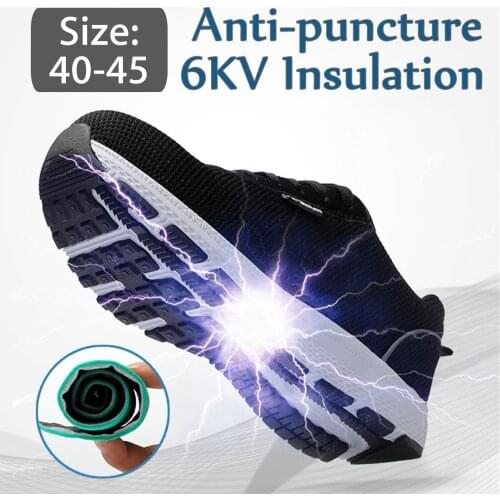 Work Safety Shoes 6KV Insulation Reflective Anti-puncture Breathable Construction Safety Boots Men Lightweight Steel Toe Cap