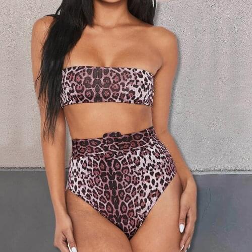 High waist split Swimsuit Bikini womens sexy bra backless leopard summer swimsuit women bikini2021Strój kąpielowy