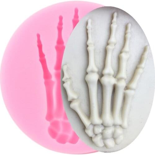 Hand Bone Cupcake Topper Silicone Mould DIY Halloween Fondant Cake Decorating Tools Candy Polymer Clay Chocolate Molds
