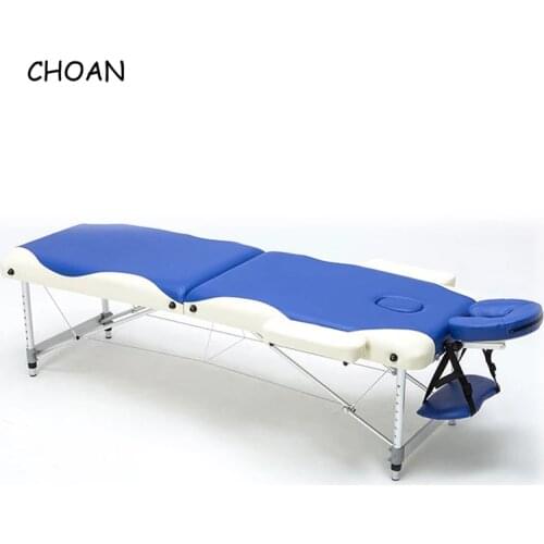 Foldable portable salon beauty salon SPA tattoo furniture aluminum alloy PVC leather patio facial massage bed table with bag