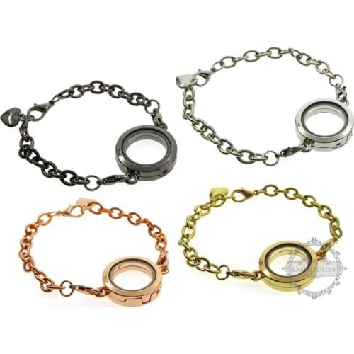 20mm rose gold,silver,gun black alloy round photo locket glass charm floating vial prayer box pendant charm bracelet 1900181