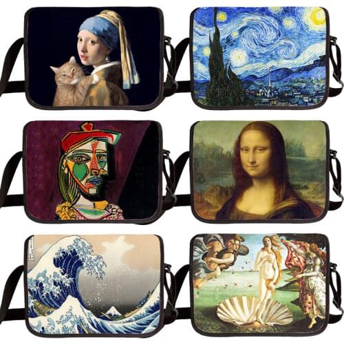 Van Gogh / Michelangelo / Da Vinci Art Crossbody Bag Women Fashion Messenger Bag Starry Night / David / Mona Lisa Shoulder Bags