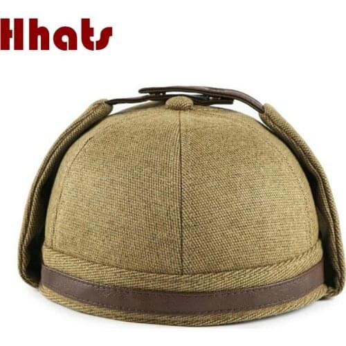 Thicker Warm Earflap Melon Hat Outdoor Sports Ear Flap Landlord Hat Old Men Winter Hat Cap Vintage Skullies Beanie Bonnet