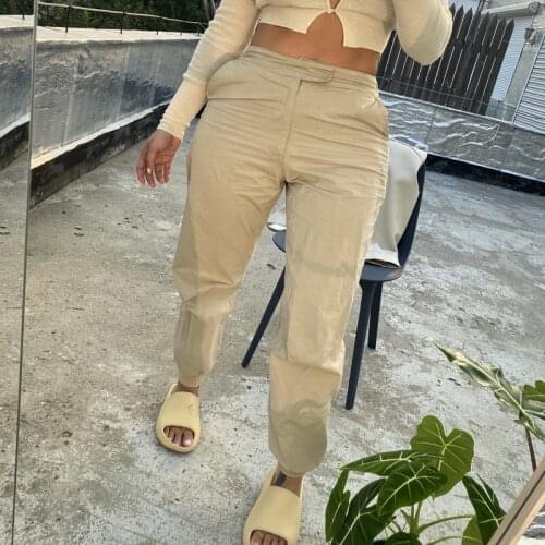 3 Colors European American Style Heavy Wash And Old Three-Dimensional Tailoring Waist Velcro Elasticated Casual Trousers