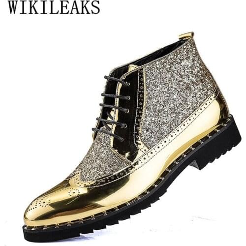 Luxury Men Shoes Casual Glitter High Top Street Dancing Shoes Hip Hop Patent Leather Shoes Men Sapato Masculino Tenis Masculino