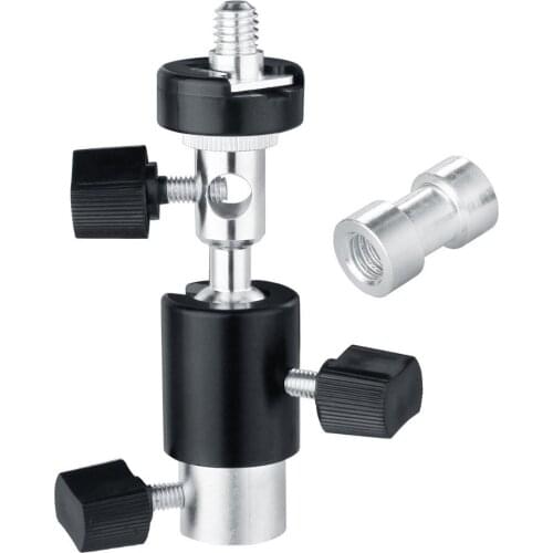 Universal Camera Flash Bracket Mount, Type D Speedlite Bracket with Umbrella Holder Swivel Ball Head Standard Hot Shoe For DSLR