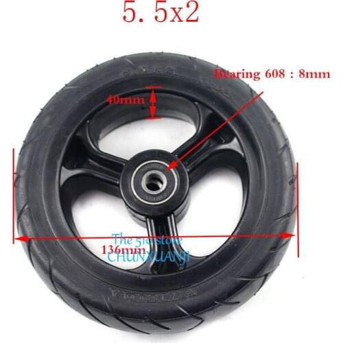 High Reputation Solid Wheel with Good Quality 5.5x2 for Fast Wheel F0,jackhot,Nes Carbon Fiber Scooter Solid Tire with Alloy Rim