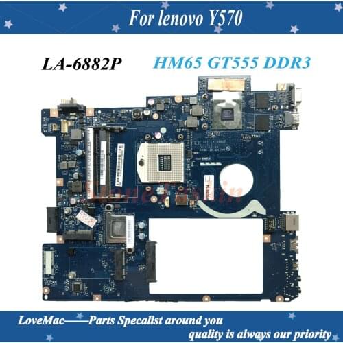 High Quality LA-6882P for lenovo Ideapad Y570 Laptop Motherboard HM65 DDR3 for NVIDIA GT555M GPU 2GB 100% Tested