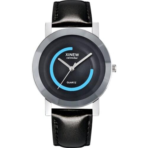 XINEW Brand Men Watches Women Fashion Leather Band Simple Gifts Vintage Quartz Wristwatch Erkek Saat Relogios Masculinos 2021