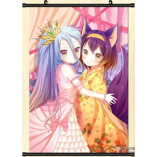 Japanese Decorative Pictures Anime NO GAME NO LIFE sexy girl Jibril & Sora & Hatsuse Izuna Home Decor Wall Scroll Poster