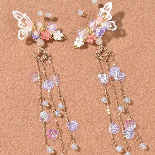 Butterfly Tassel Hair Clip with Chinese Classical Style Lightweight Durable Comfortable to Wear for Daliy Life LL@17