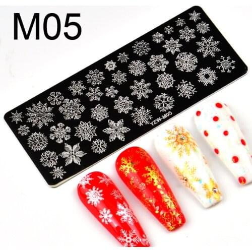 1PC Snowflake 10*4cm Nail Art Templates Stamping Plate Design Flower Animal Glass Temperature Lace Stamp Templates Plates Image