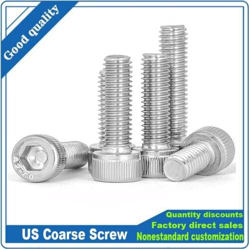 US Coarse Thread 304 A2 stainless steel Hex Hexagon Socket Cap Allen Head Screw UNF 0#-80 UNC 2#-56 4#-40 6#-32 8#-32 10-24 Bolt