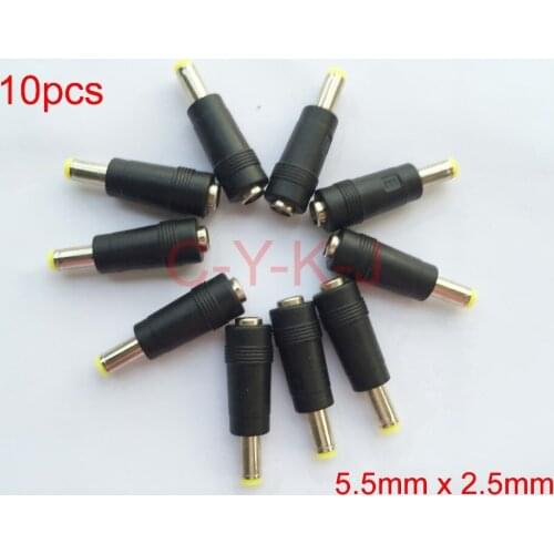 10pcs/lot High quality 5.5mm x2.1mm female to 5.5mm x 2.5mm male AC DC Power Connector Adapter