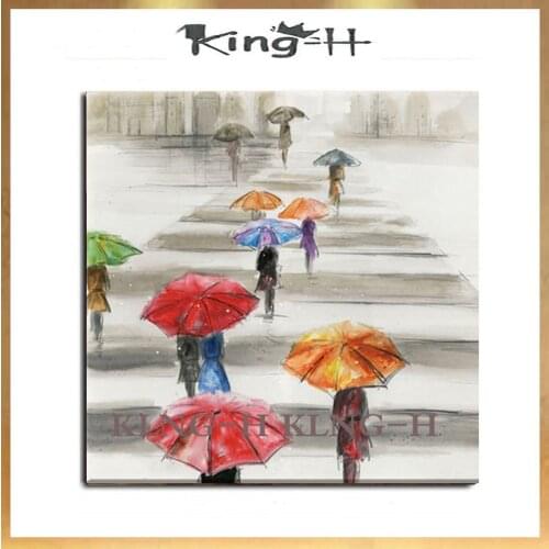 100% pintado a mano envío gratis pintura al óleo sobre lienzo arte de pared hecho a mano moderno paisaje de lluvia foto de dos p