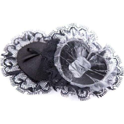 2PC Sexy Black Lace Chest Patch Breast Paste Black Bow Love Hearts Shape Silicone Pads Reusable Lace Chest Paste Adult Games O25