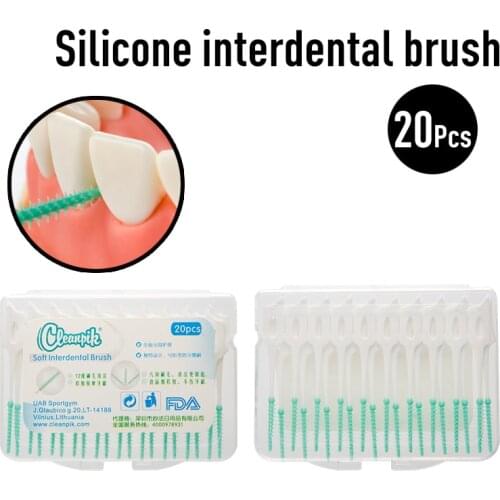 20pcs/box Interdental Brush Clean Dentales Teeth Floss Toothpick Soft silicone Head Oral Dental Hygiene Brush Oral Care Tool