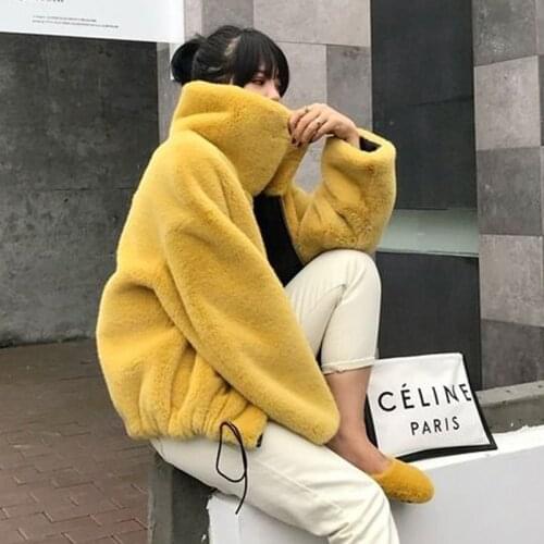 2019 Faux fur coat thickening autumn winter coat casual large size womens jacket faux rabbit fur coat