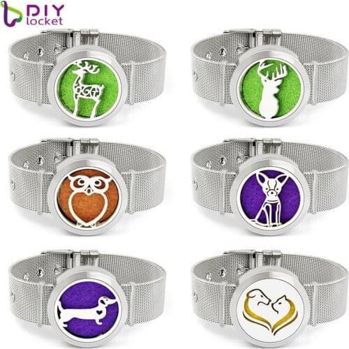 30MM Stainless Steel Perfume Duffuser Bracelet Locket Jewelry With Free Pads BD265-316