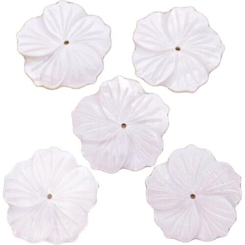 5 PCS 27mm Shell Full Hole Flower Natural White Mother of Pearl Jewelry Making