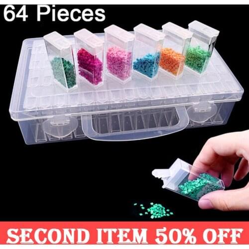 64 PCS Diamond Painting Tools Beads Container Rhinestone Diamond Embroidery Stone Storage Accessory Mosaic Convenience Box
