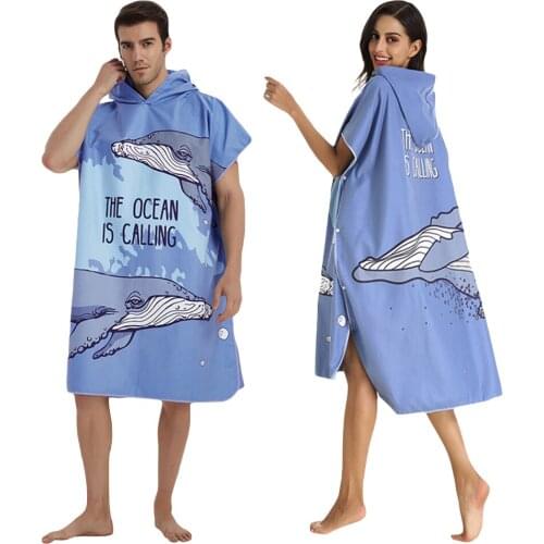 Microfiber Large Beach Towel Wetsuit Men Women Changing Robe Swimming Dry Robe Hooded Bath Towels Surf Poncho Quick Dry Bathrobe