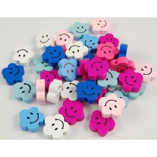 50pcs 20mm Flower Shape Wood Beads Rustic Country Wood Beads Suitable for Crafts, DIY Jewelry Making, Home Decoration