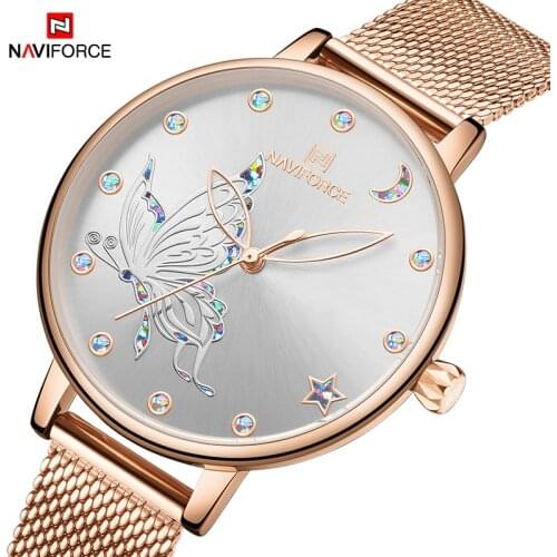 Luxury Brand NAVIFORCE Rose Gold Color Women Watches Fashion Elegant Quartz Ladies Wristwatch Waterproof Clock Relogio Feminino