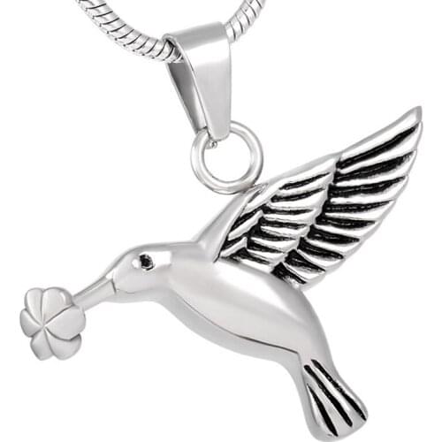 CMJ8283 Hot Hummingbird Memorial Necklace High Grade Stainless Steel Urn Pendant Neckalce Cremation Jewelry for Ashes
