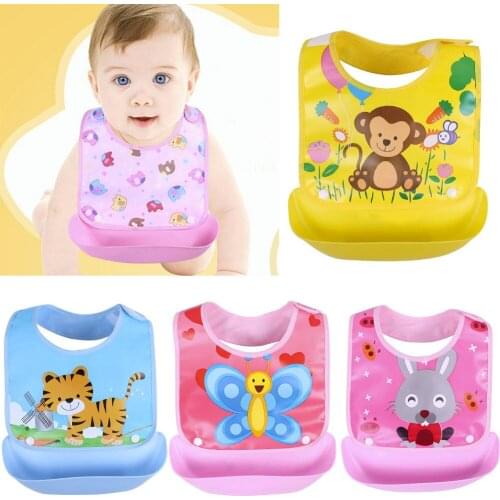 Baby Detachable Kids Boys Girls Waterproof Feeding Apron Saliva Towel Bib Smock Cartoon Saliva Bag Clean Baby Napkin Bibs