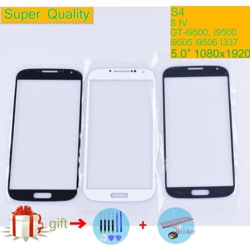 For Samsung Galaxy S IV S4 i9500 I9505 I337 GT-i9500 Touch Screen Front Glass Panel TouchScreen Outer Glass Lens NO LCD