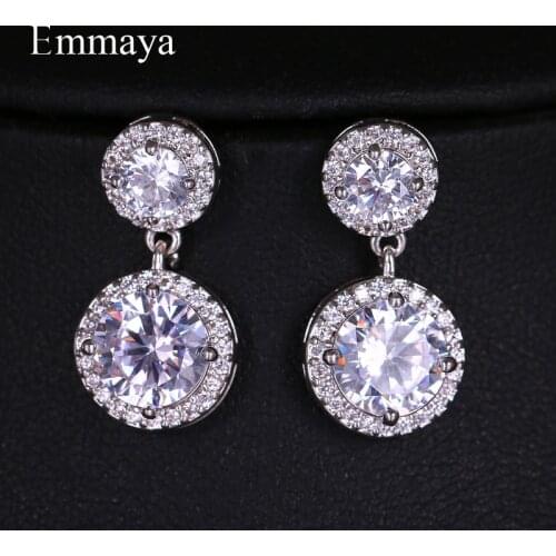 Emmaya New Arrival Fashion For Women Different Size Of Round Cubic Zircon Silver Plated Dazzling Earring In Dinner Ornaments