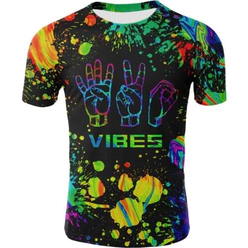 Hip-hop graffiti style T-shirt mens paint splash paint palm abstract graffiti 3D printing T-shirt men and women round neck T-sh