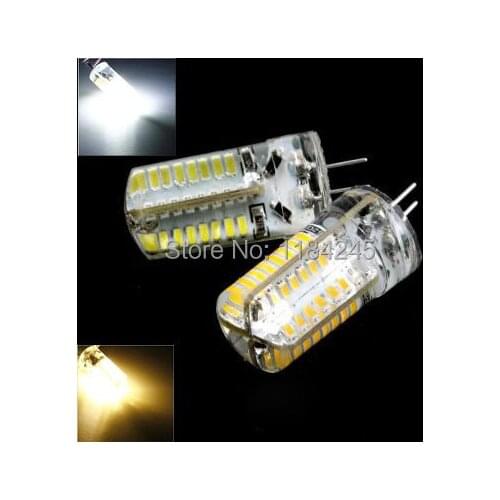 G4 5W SMD 3014 64LEDS Cabinet Light Bulb Warm Pure White DC12V 500LM Silica gel 360 degree 5pcs/lot