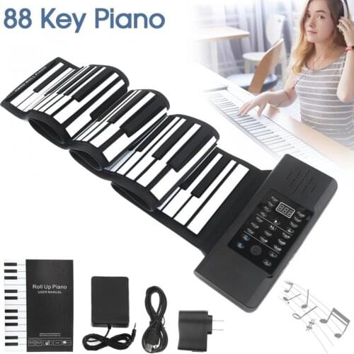88 Keys USB MIDI Output Roll Up Rechargeable Electronic Silicone Flexible Keyboard Organ Built-in Speaker with Sustain Pedal