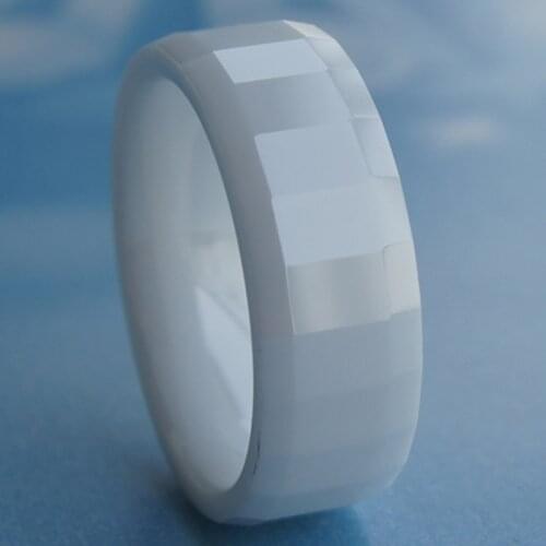 Cool facet white 8mm hi-tech scratch proof ceramic ring