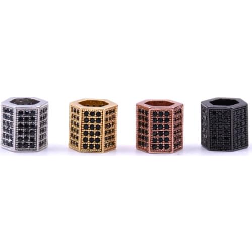 HYHONEY Cubic Zircon Hexagon cylinder DIY Bracelet Jewelry Best Quality Micro Pave CZ Cylinder Hexagon DIY Charms bracelets