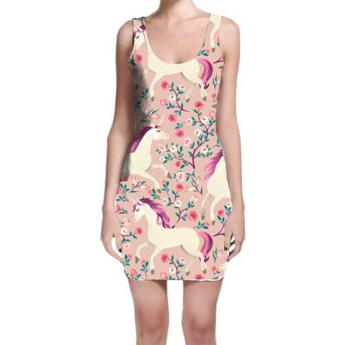 Custom Made Floral Unicorn Sublimation Print Milk Silk Dress