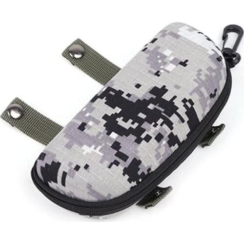 Camouflage Sunglasses Case Outdoor Portable Zipper Glasses Case Belt Sunglasses Organizer Storage Box for Outdoor Camping Hiking