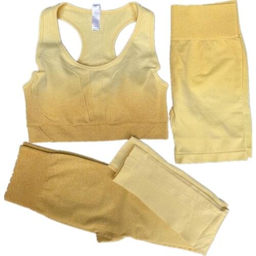 3PCS Yoga Set Women Running Gym Clothing Seamless Sports Bra Fitness Short High Waist Leggings Sport Suit Sportswear Tracksuit