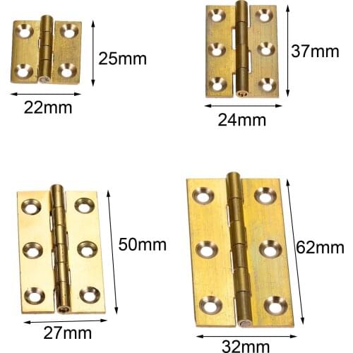 2pcs Brass Hinges w/screws 4/6 Holes Golden Decor Cabinet 1/1.5/2/2.5 inch Door/Furniture Wood Jewelry Box Wine Case Cabinet