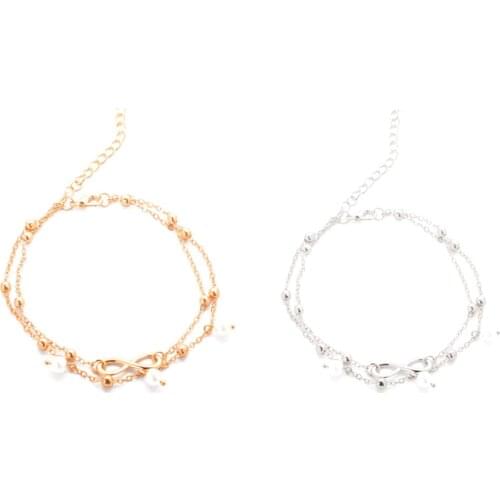 Summer new small fresh jewelry lady anklet 8 word imitation pearl anklet selling hot legs jewelry