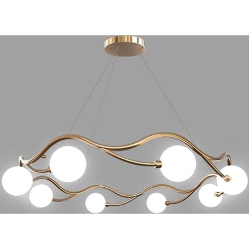 G9 Modern Simple LED Chandelier Lighting For Dining Living Room Bedroom Indoor Chandeliers Round Glass Ball Hanging Lamp Gold