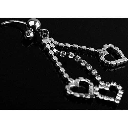 Fashion 3 Hearts Sexy Belly Button Ring Fashion Women Body Belly Bar Piercing Navel Jewellry 14G 316L Surgical Steel Bar