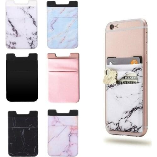 Marble Self-Adhesive Mobile Phone Back Credit ID Card Holder Case Pocket Cover