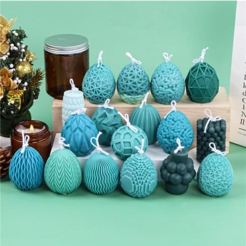 A Set of Geometric Easter Eggs Silicone Candle Mold for Desktop Decoration Gypsum Chocolate Aromatherapy Candle Silicone Mould