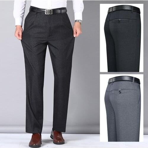 2021 Mens Spring New High Waist Non-Ironing Suit Pants Loose Straight Casual Pants