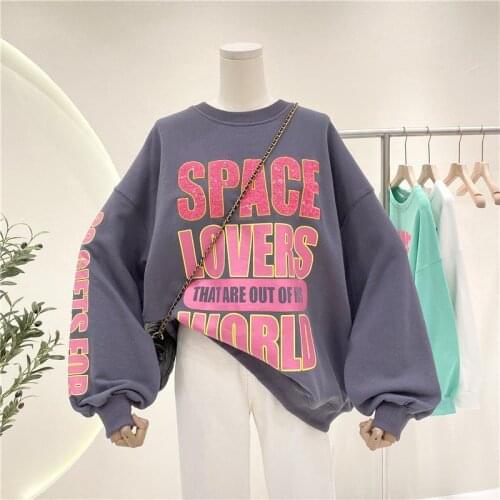 OUSLEE Women Korean Version Of The New Letter Loose Oversized Hoodies Women Fashion Long-sleeved Top Coat Trendy Sweatshirt